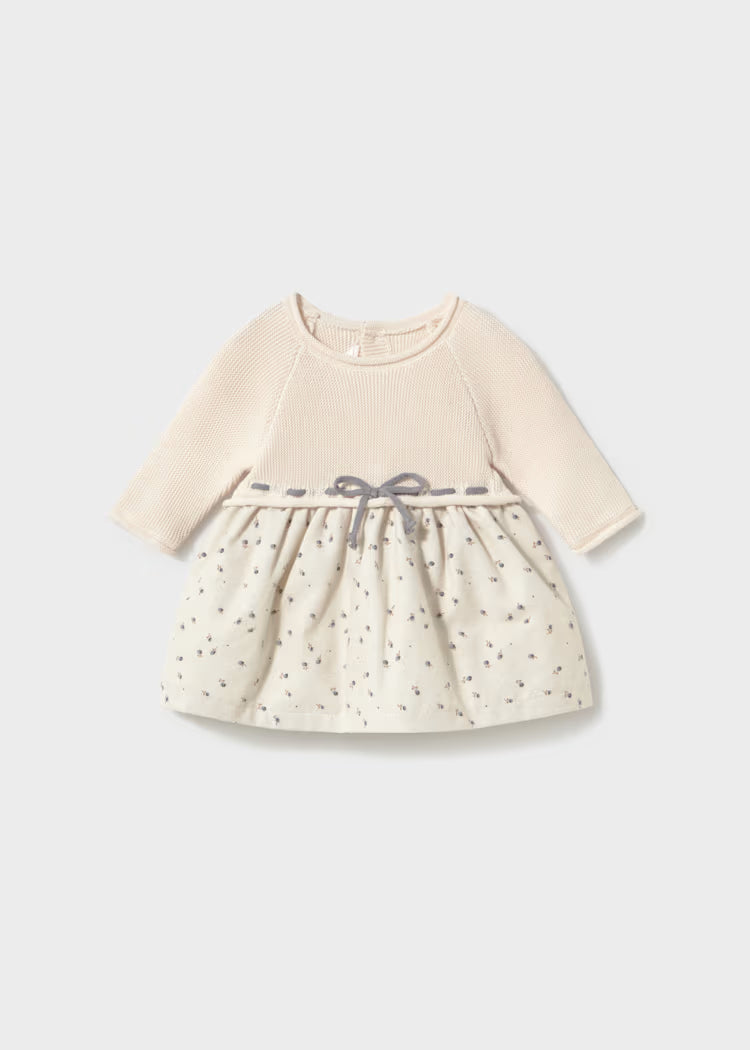 Vestido tricot combinado bebé niña