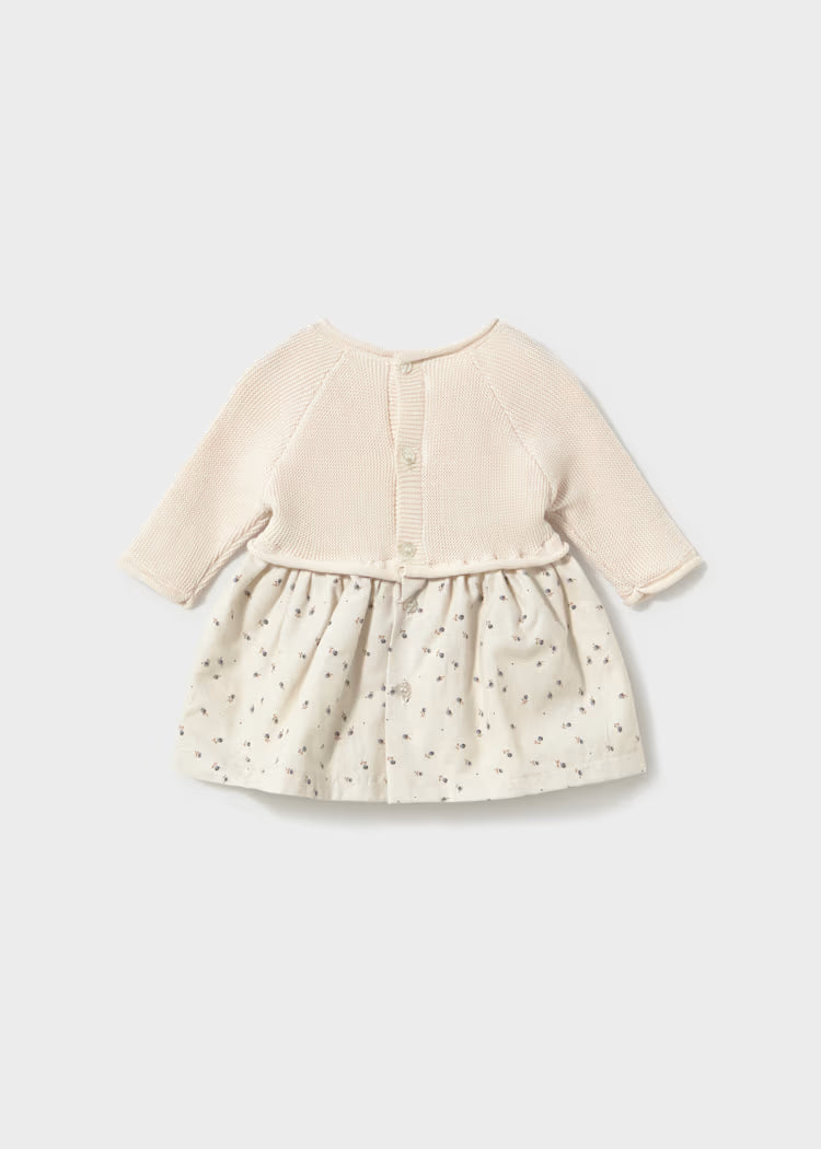 Vestido tricot combinado bebé niña