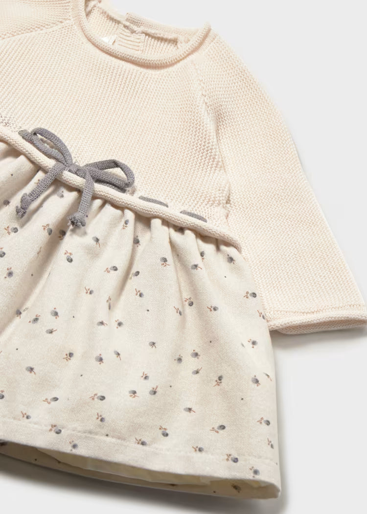 Vestido tricot combinado bebé niña