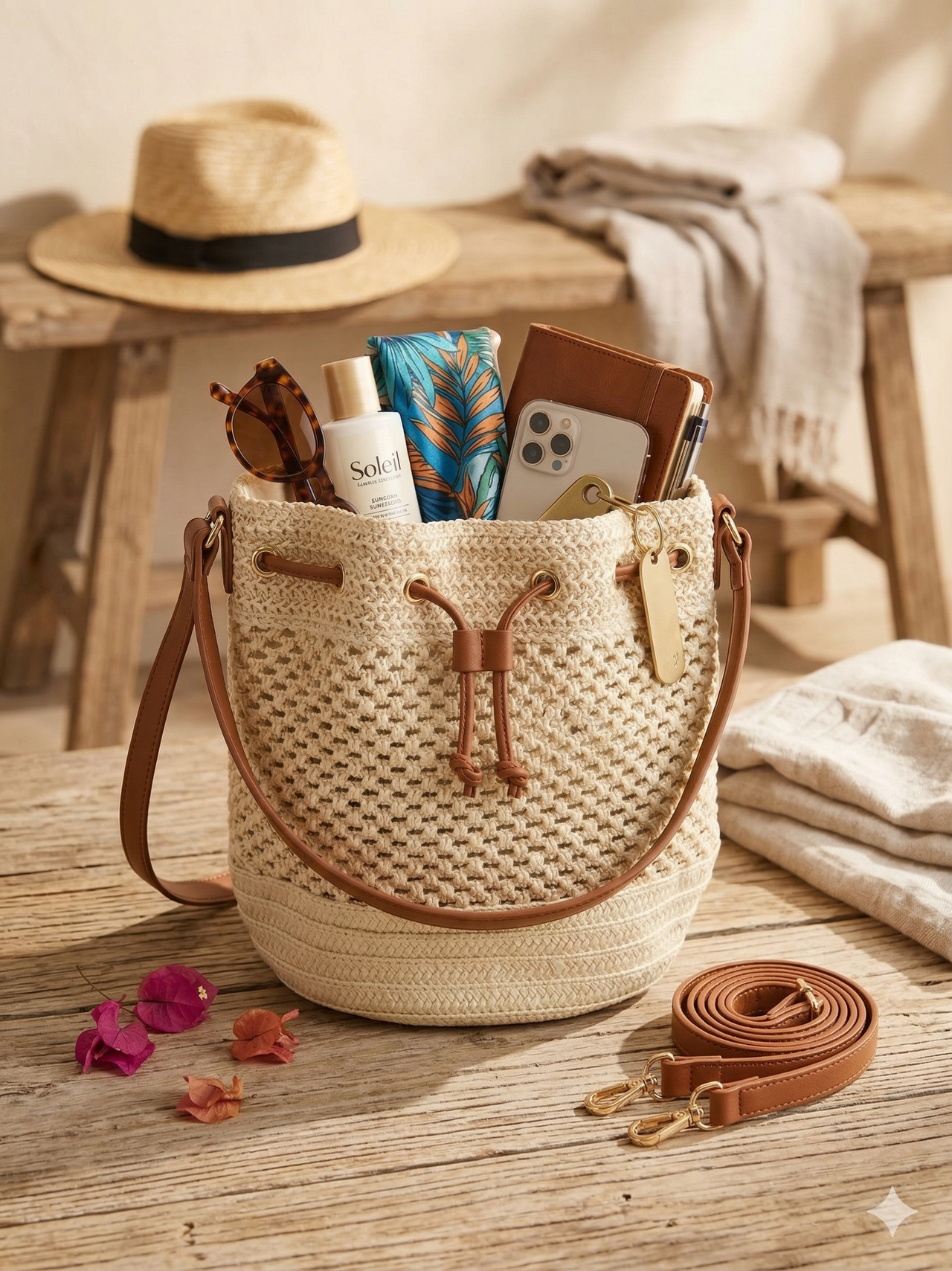 Bolsos Rafia Correa Marrón