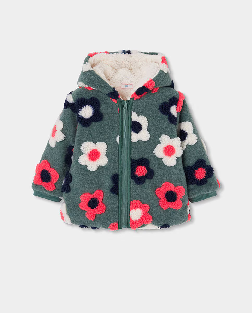 Chaquetón jacquard flores de niña