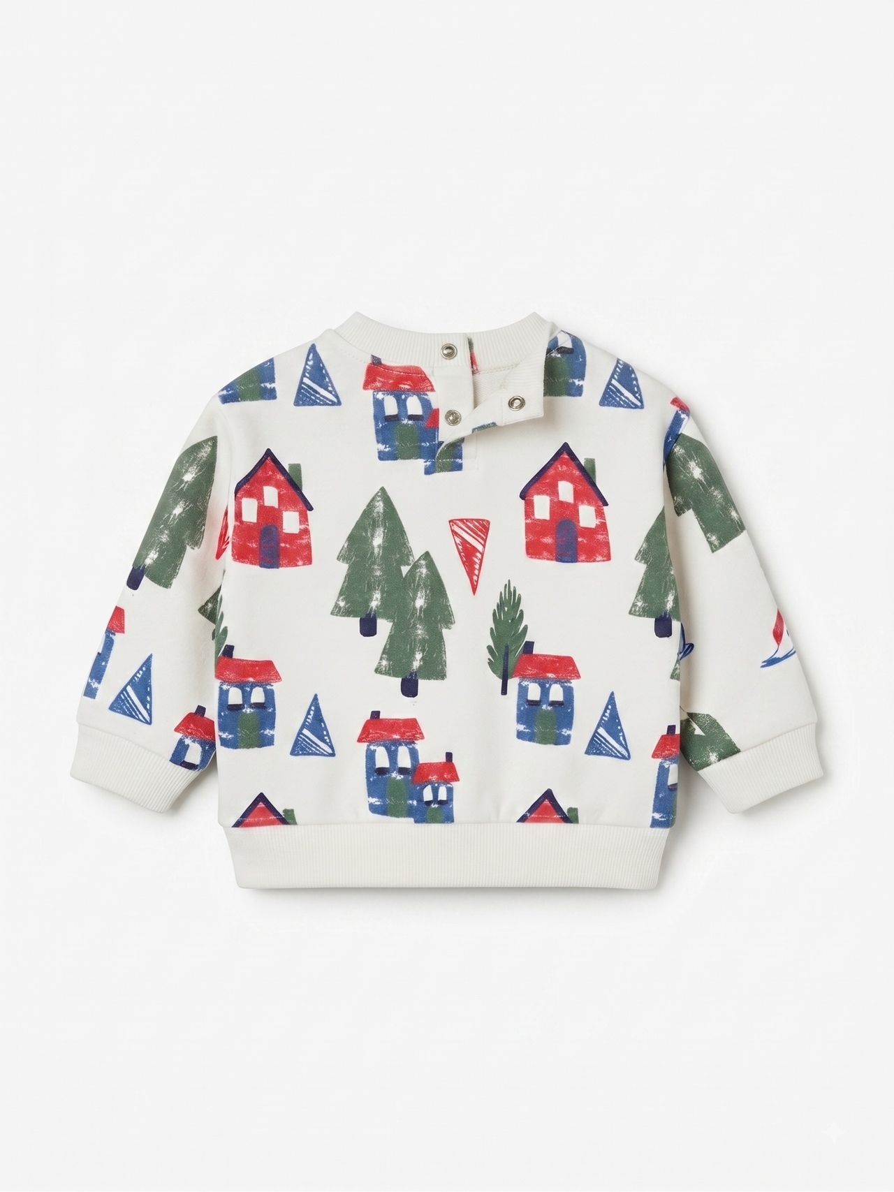 Sudadera sin capucha de felpa estampada, bebé niño.