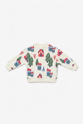 Sudadera sin capucha de felpa estampada, bebé niño.