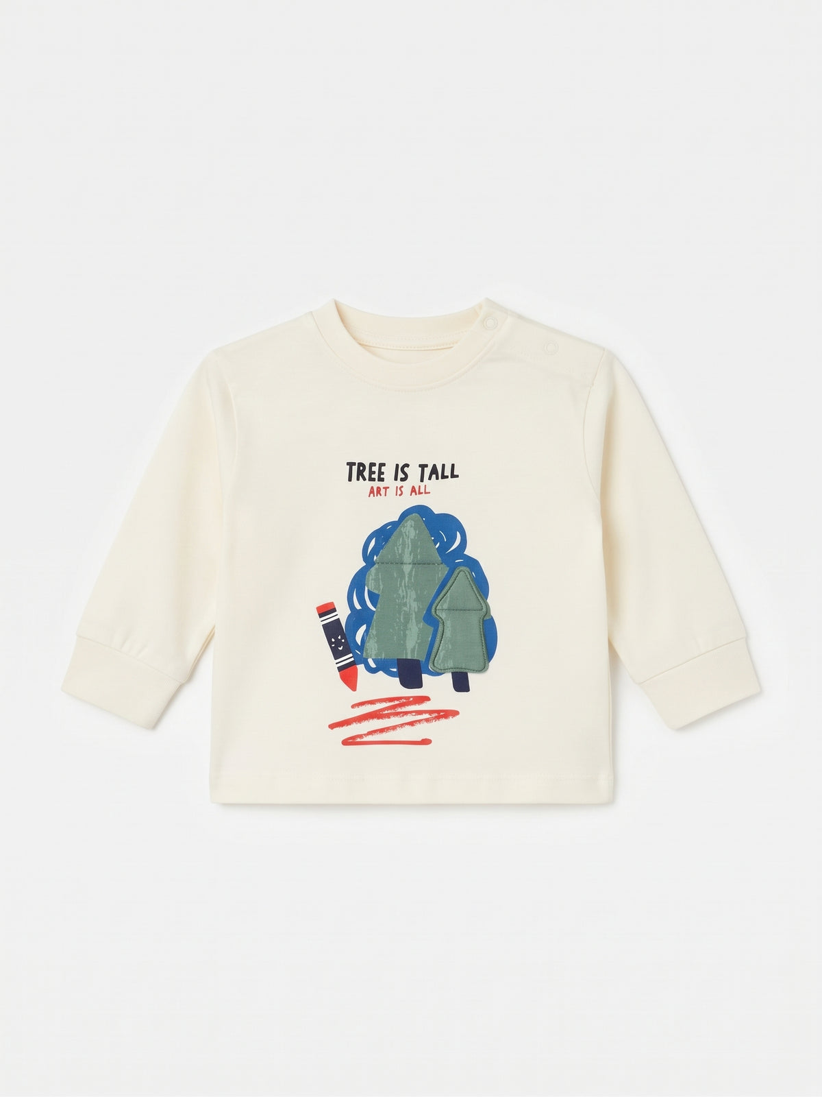Camiseta de manga larga algodón beige bebé niño.