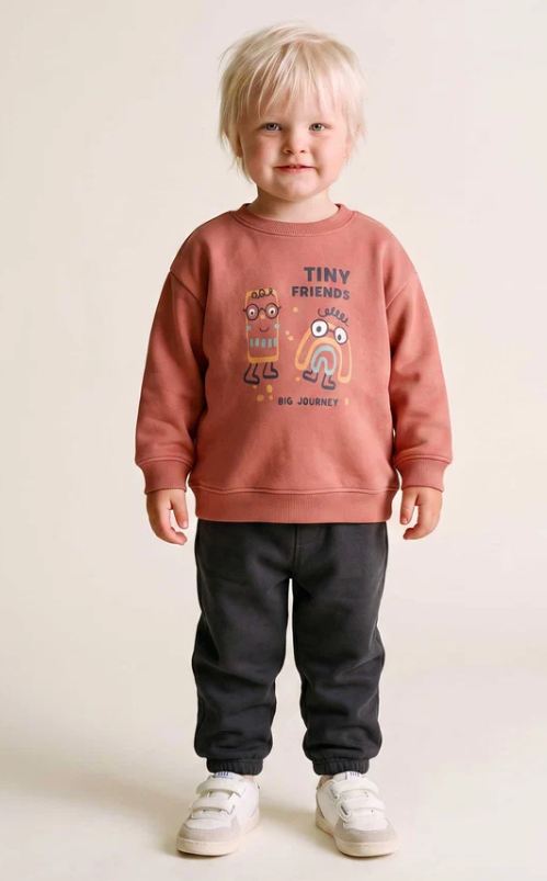 Conjunto sudadera sin capucha y pantalón tipo jogger, bebé niño.