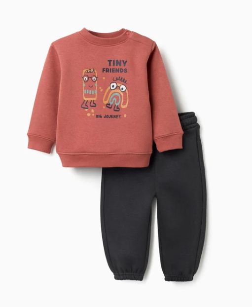 Conjunto sudadera sin capucha y pantalón tipo jogger, bebé niño.