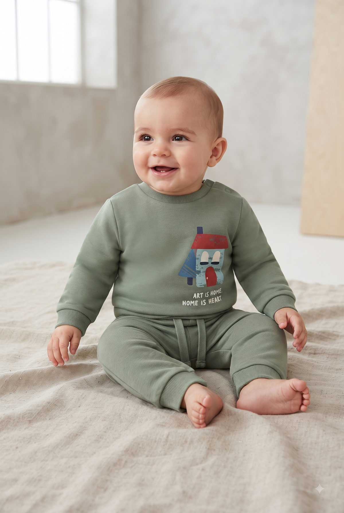 Conjunto de sudadera con capucha y pantalón tipo jogger , bebé niño.