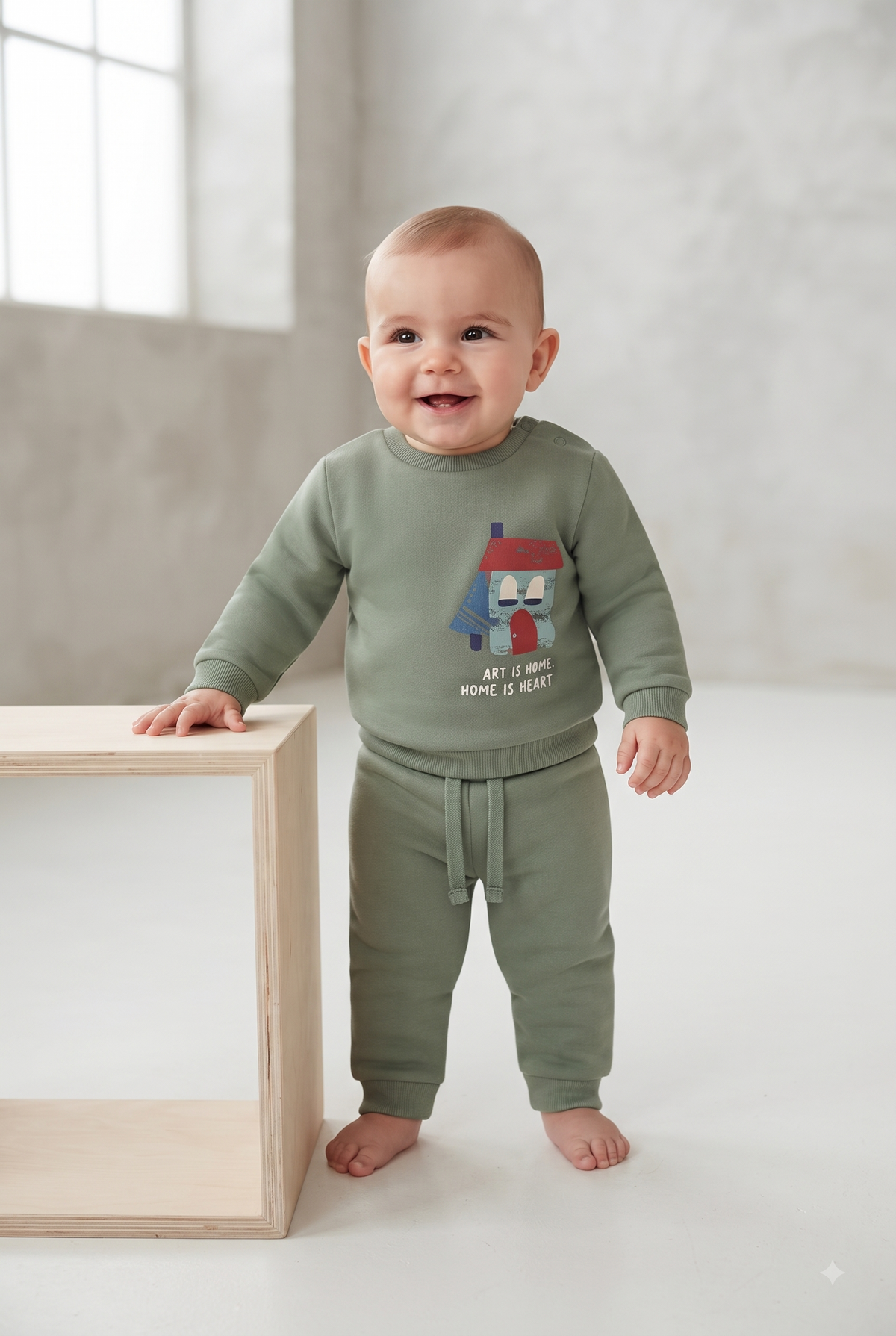Conjunto de sudadera con capucha y pantalón tipo jogger , bebé niño.