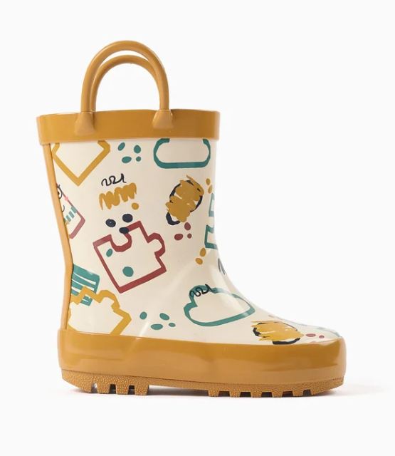 Botas de agua estampadas con asa, bebé.