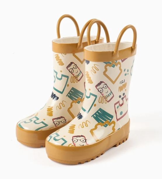 Botas de agua estampadas con asa, bebé.