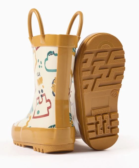 Botas de agua estampadas con asa, bebé.