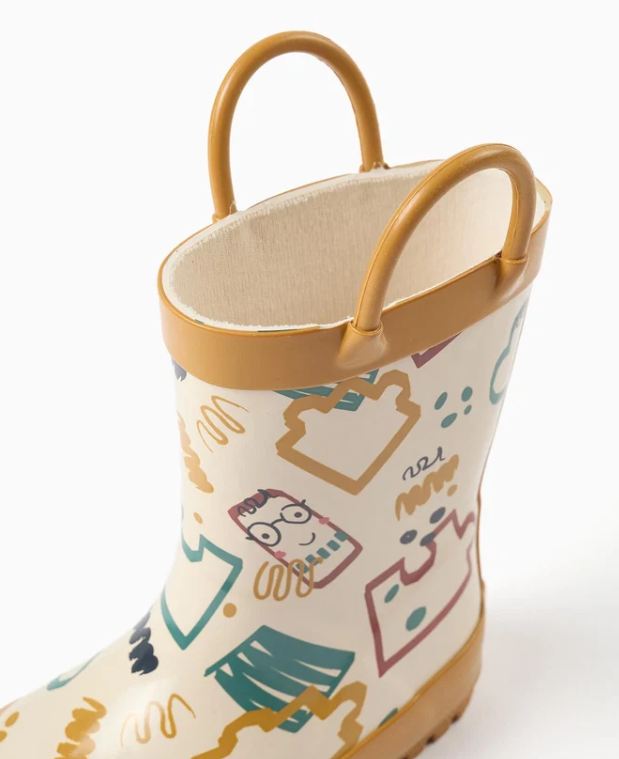 Botas de agua estampadas con asa, bebé.