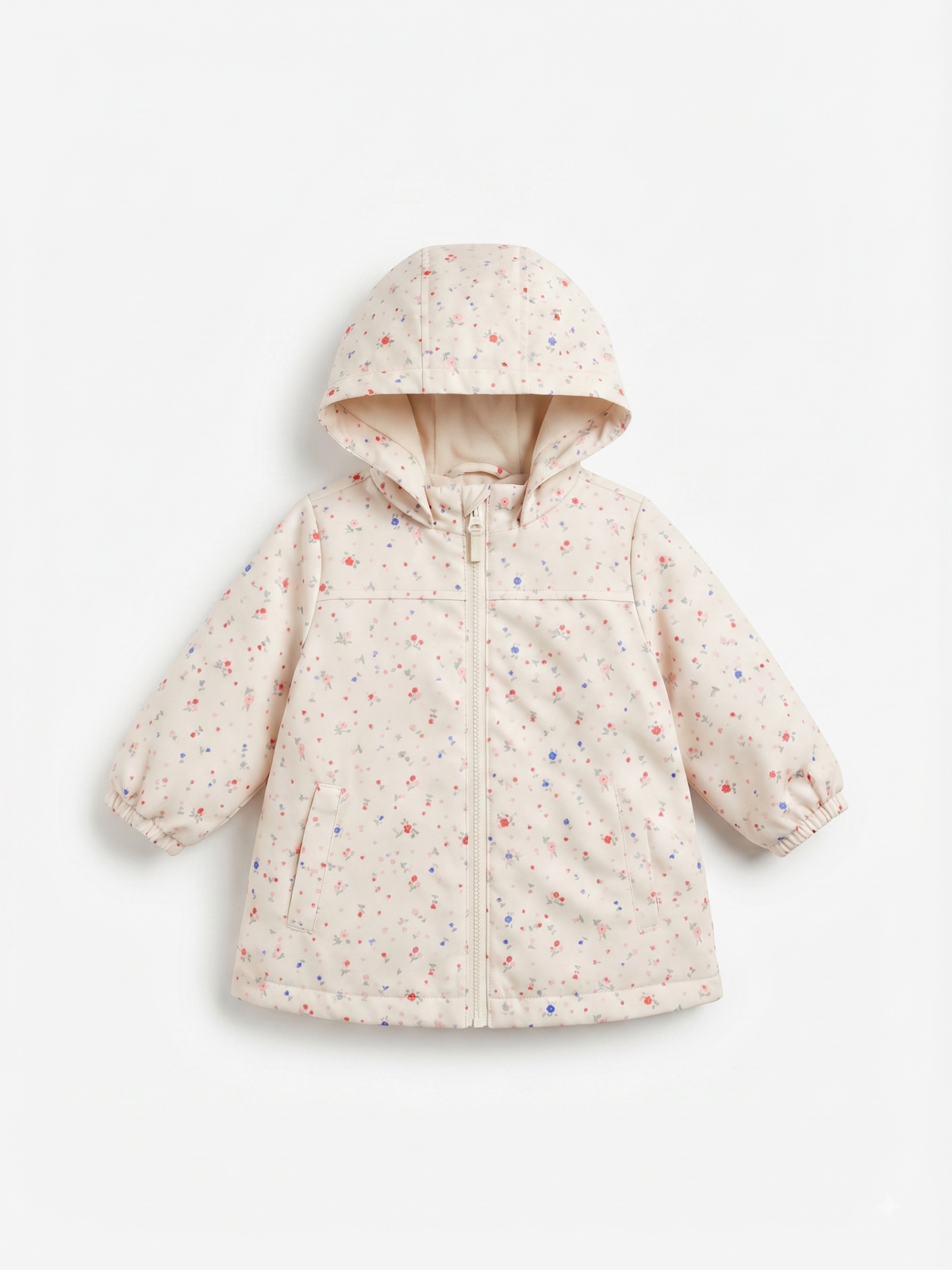 Chaquetón engomado con con capucha y forro polar interior, bebé niña.