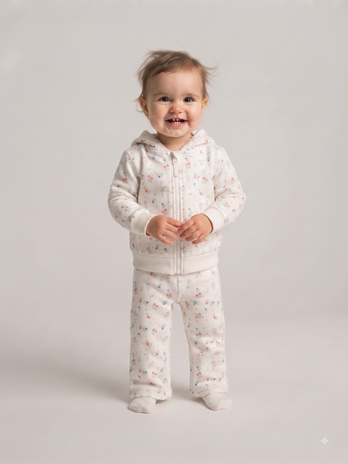 Pantalón de felpa estampado, bebé niña.