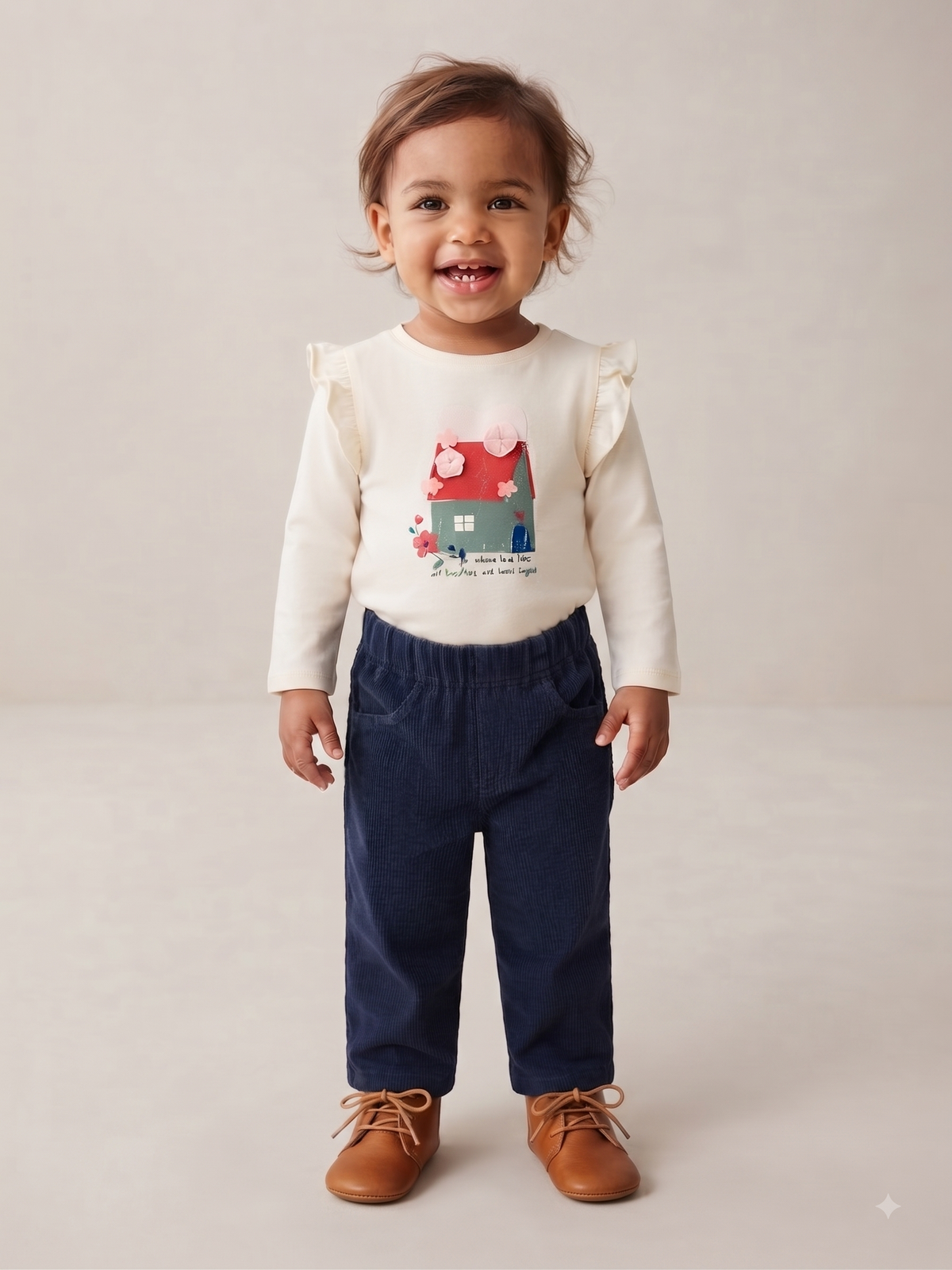 Pantalón de pana de punto, bebé niña.