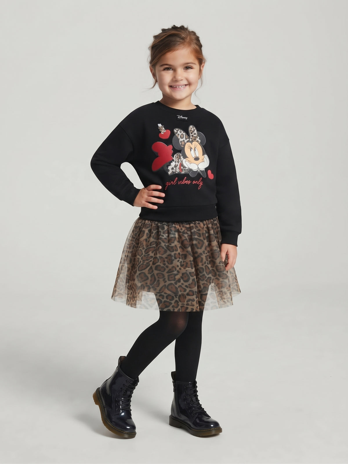 Conjunto sudadera y falda animal print Minnie niña