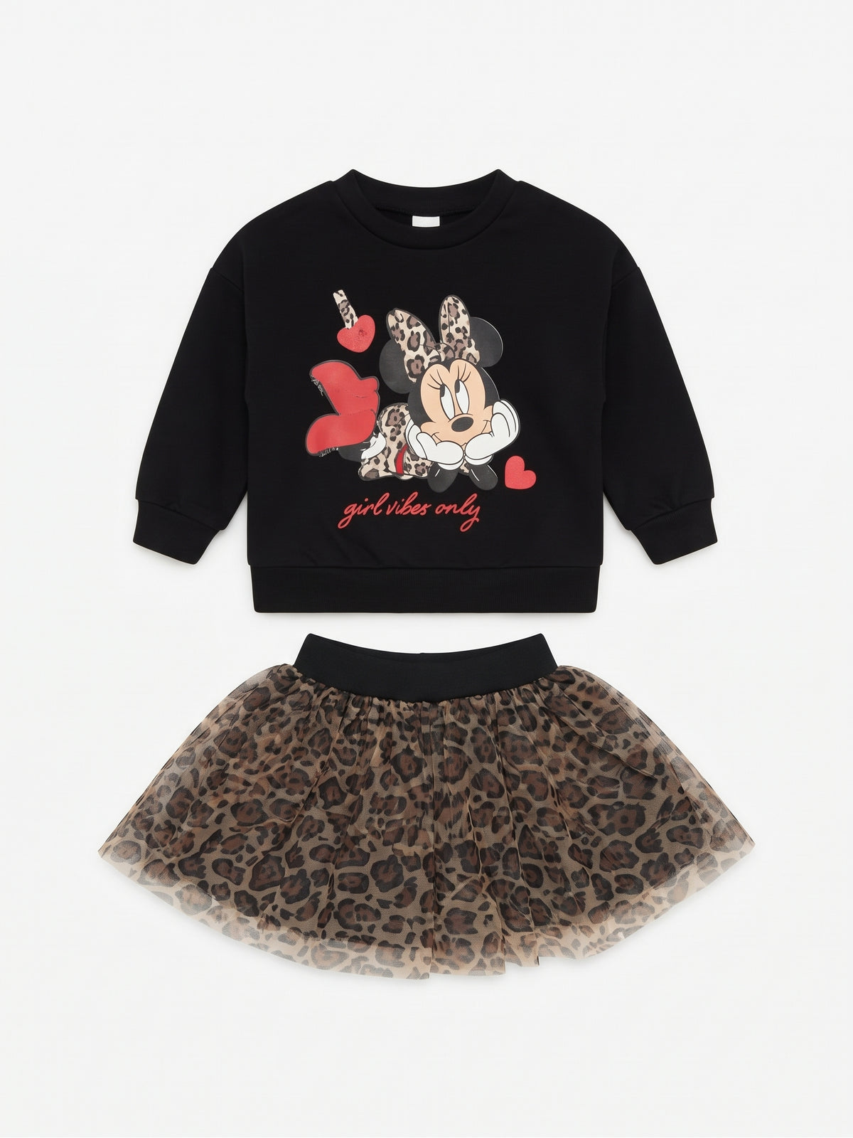Conjunto sudadera y falda animal print Minnie niña