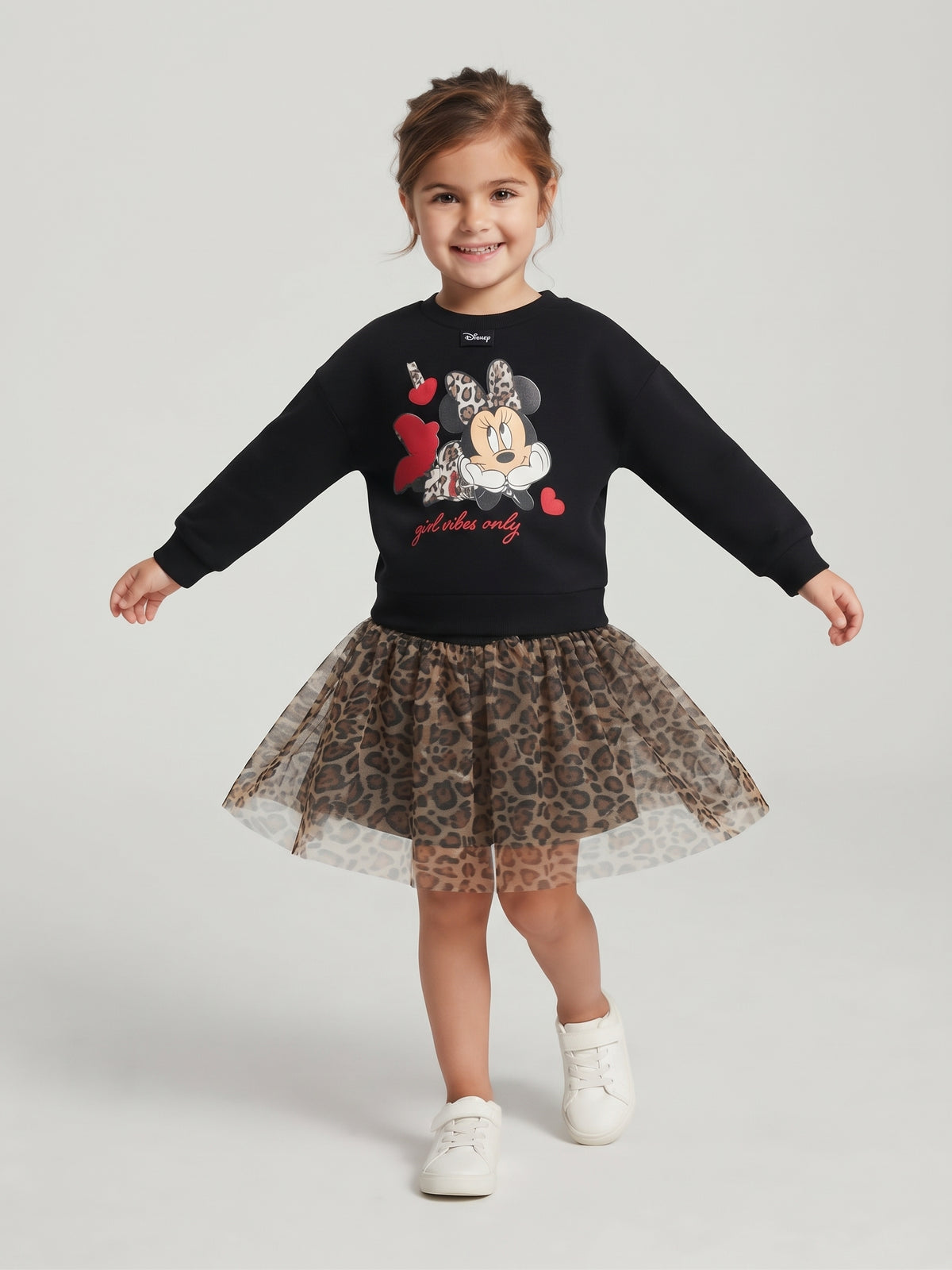 Conjunto sudadera y falda animal print Minnie niña