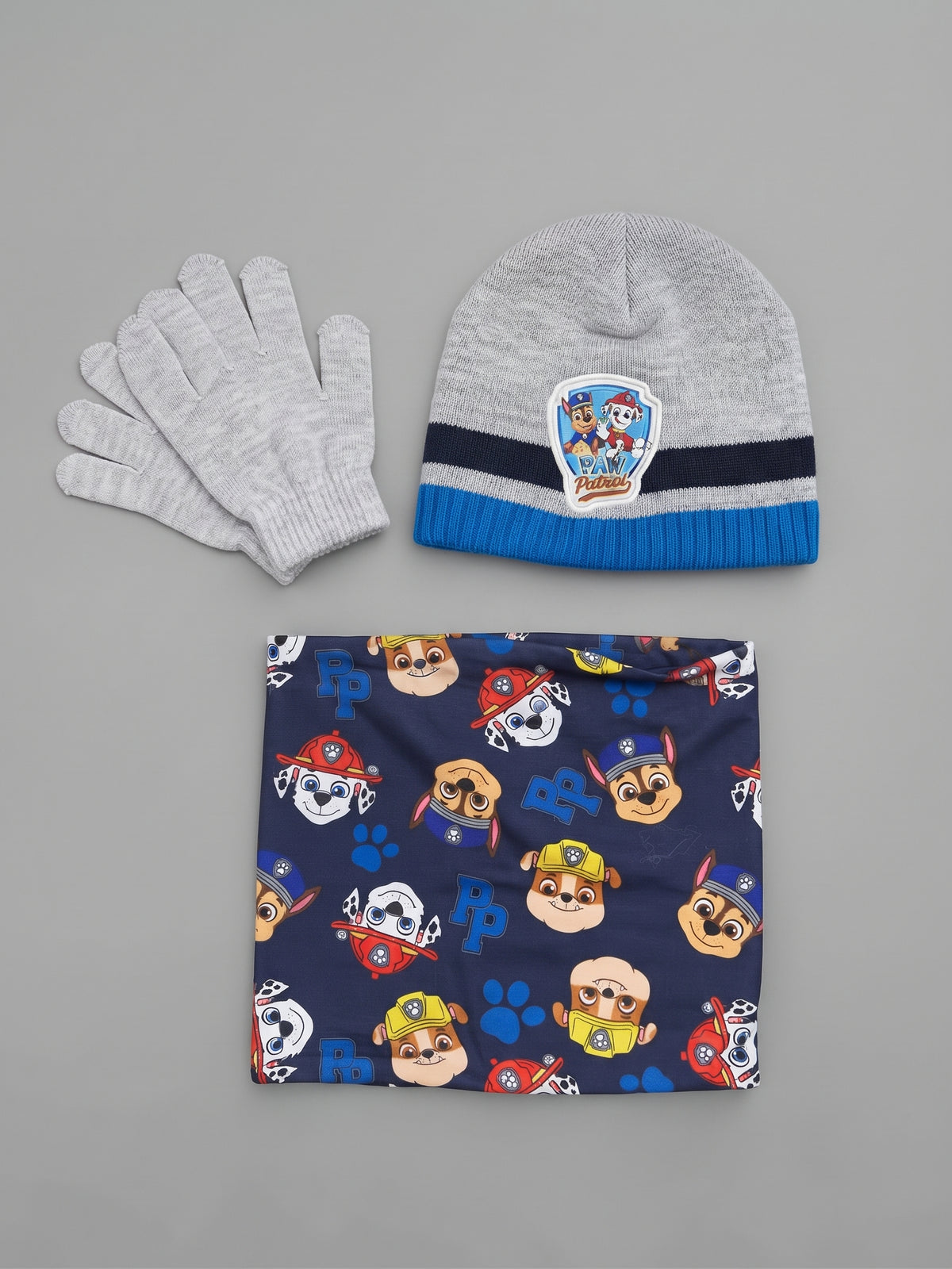 Conjunto braga cuello y guantes Patrulla Canina niño