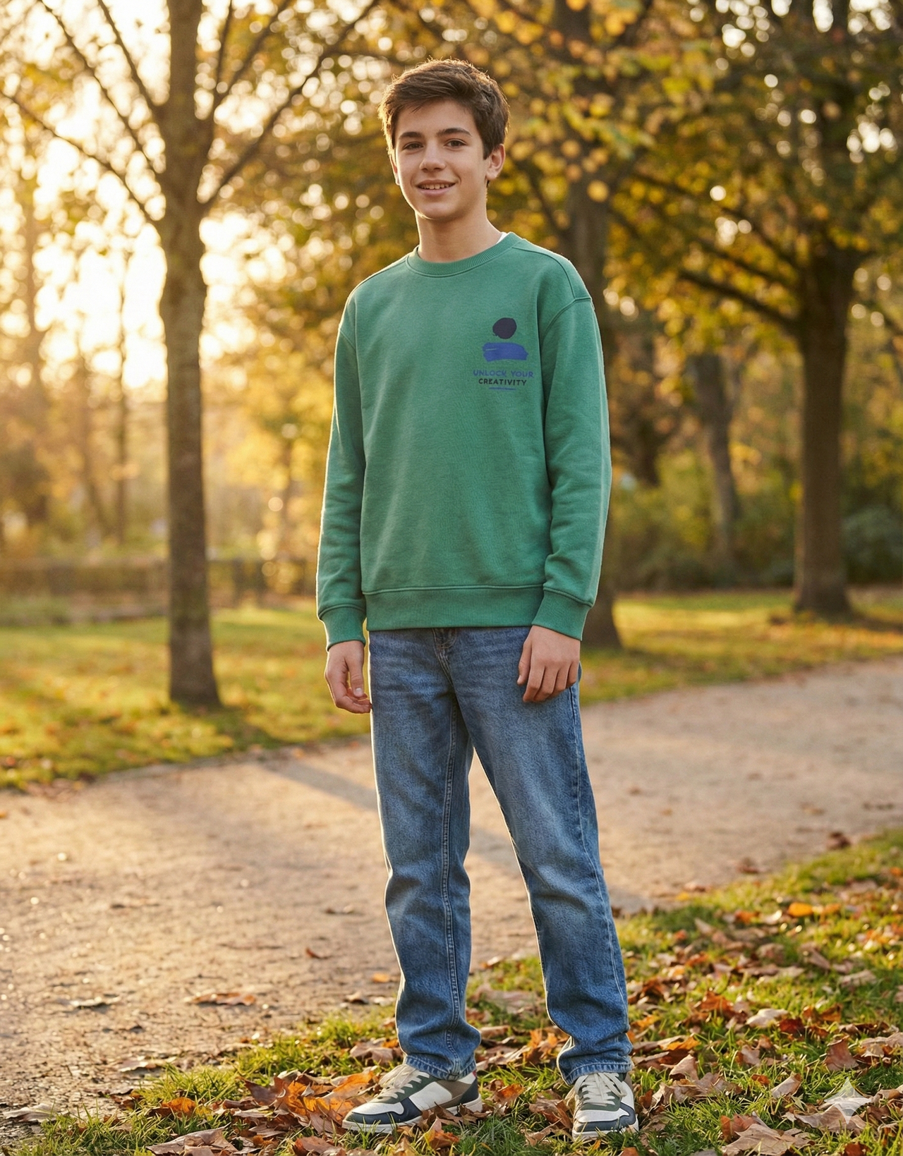 Sudadera Casual Verde con Estampado Gráfico