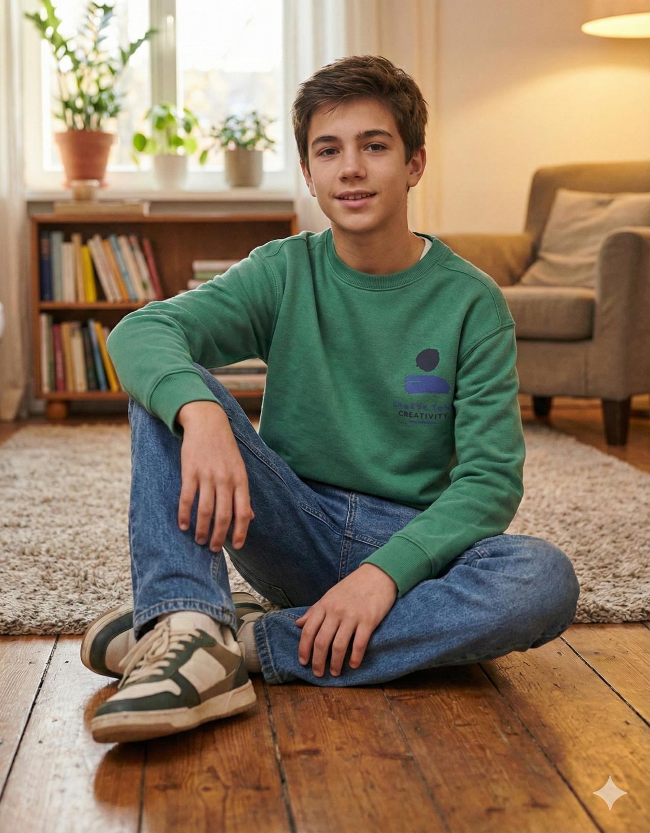 Sudadera Casual Verde con Estampado Gráfico
