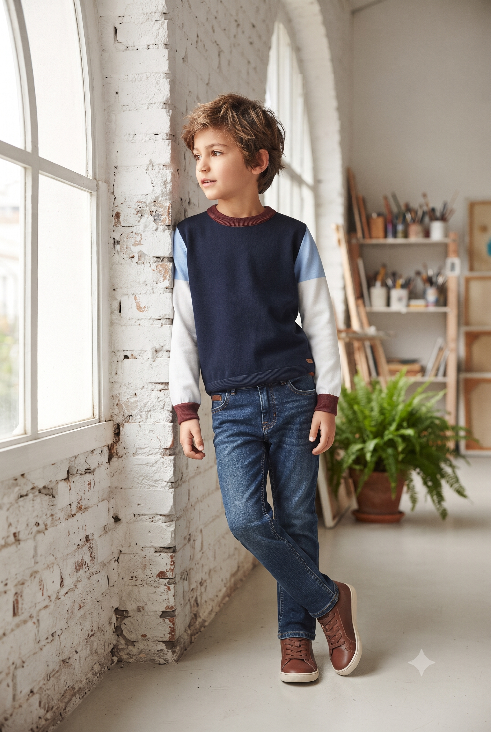 Jersey de punto tricolor, niño.