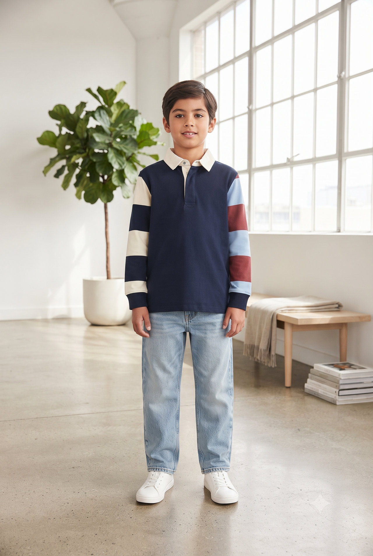 Polo tricolor para niño.