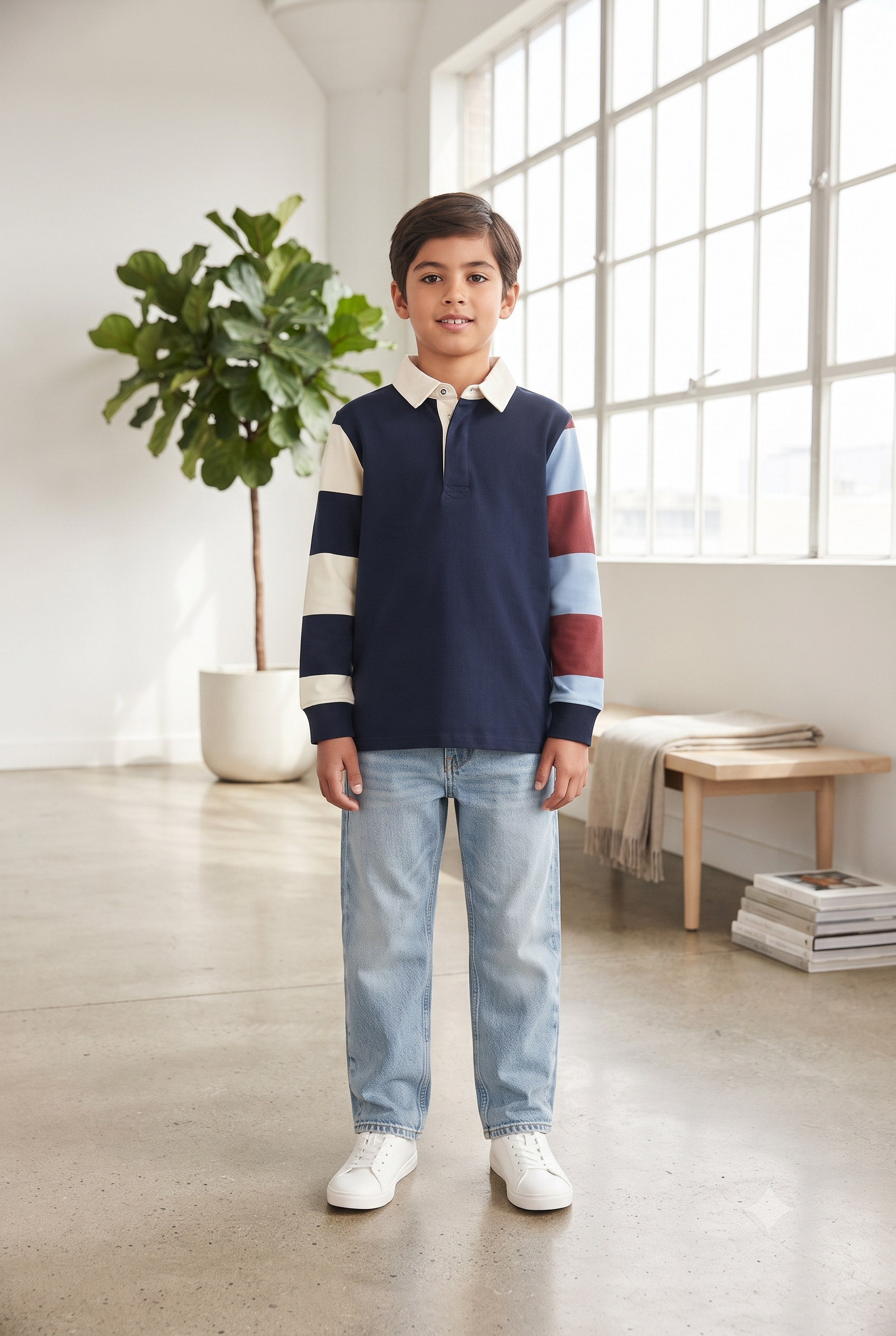 Polo tricolor para niño.