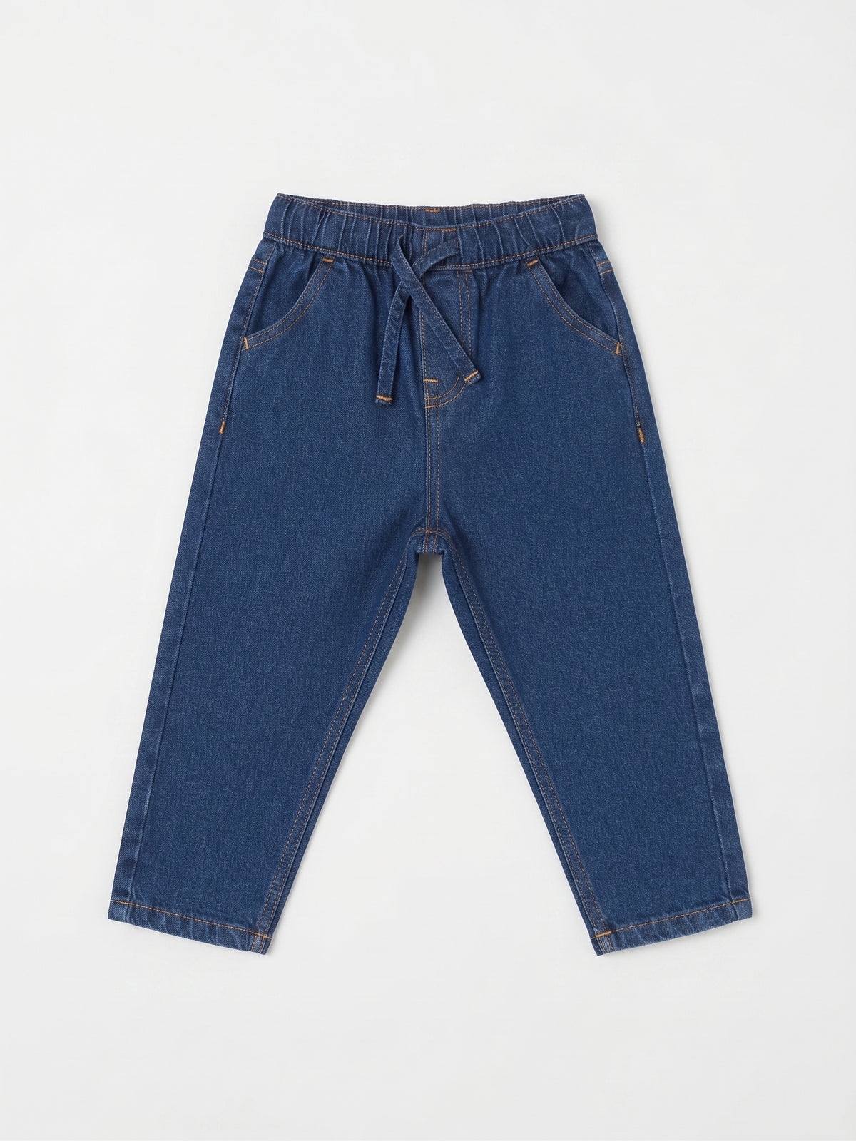 Pantalón vaquero con cintura elástica y cordón ajustable, azul, niño.