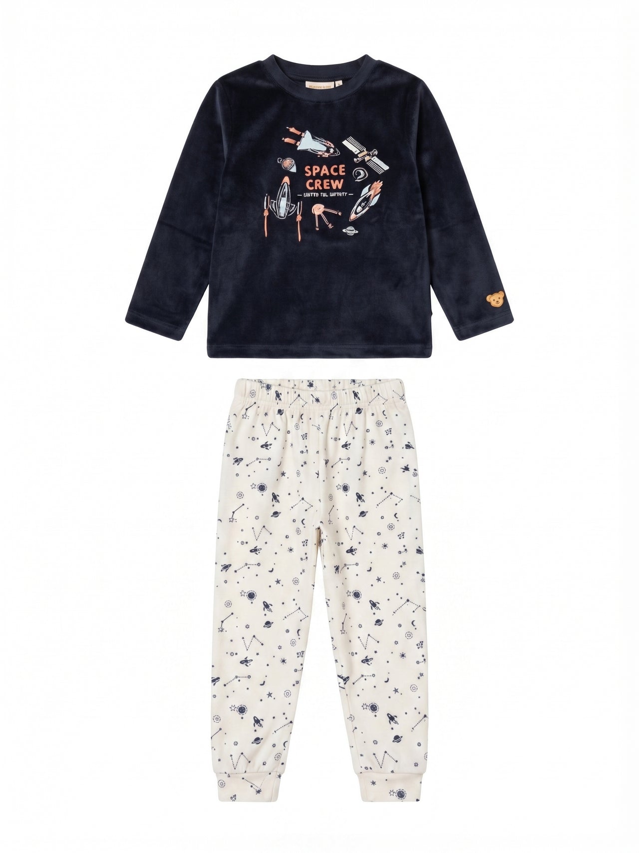 Pijama largo de terciopelo suave con diseño espacial, niño.