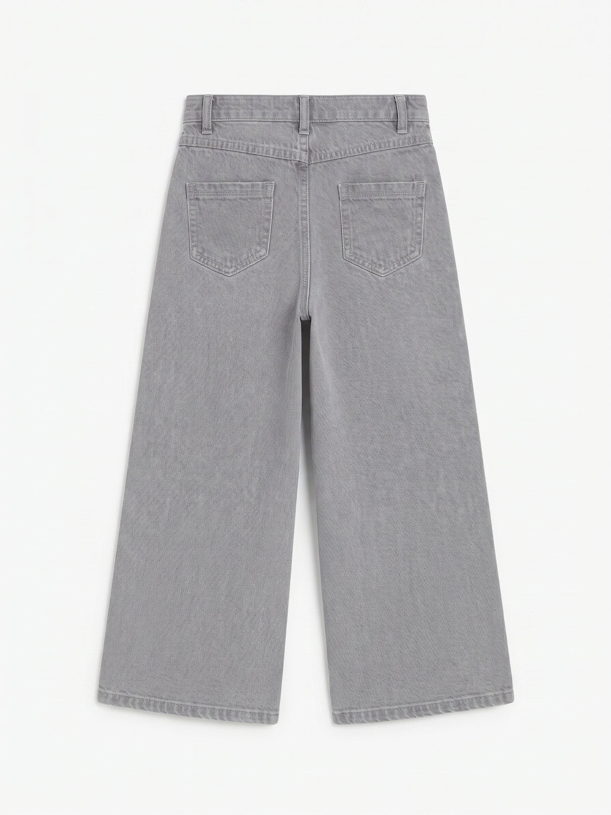 Pantalón vaquero gris con brillos de pata ancha, niña.