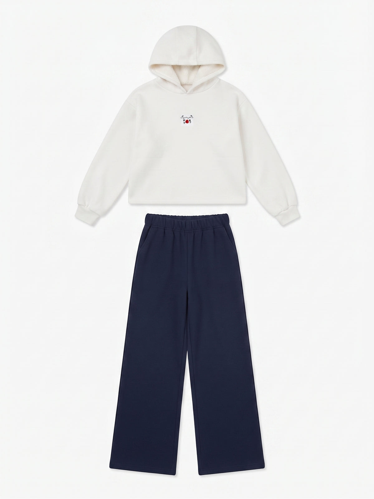 Conjunto de sudadera con capucha y pantalón todo forrado de felpa, niña.